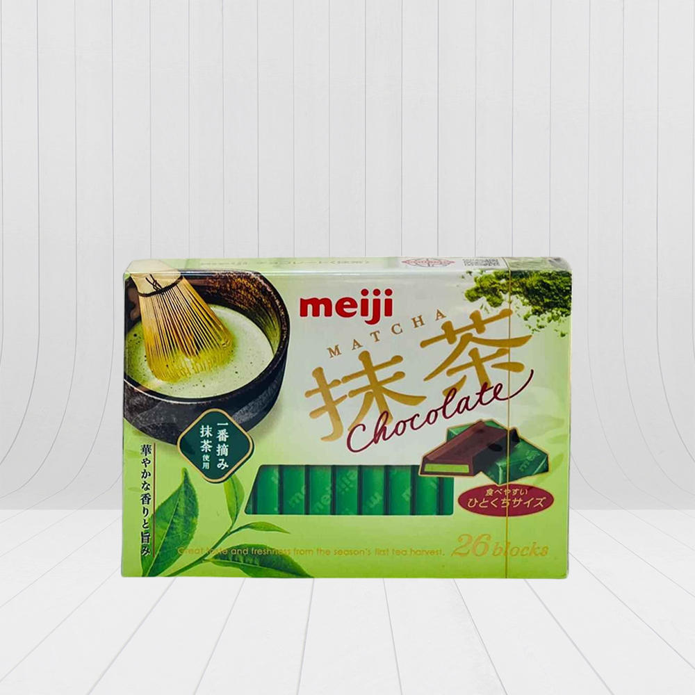 Meiji Matcha Chocolate 26 Blocks | Bite-Sized Chocolate with First Flush Matcha for Elegant Aroma & Umami