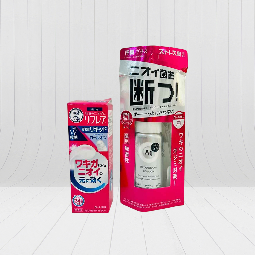 Japanese Deodorant Roll-Ons - Rohto Refrea & Deoco for Underarm Odor & Sweat Protection