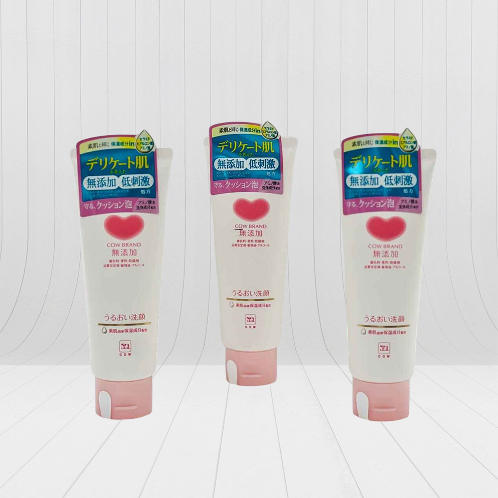 Cow Brand Additive-Free Foaming Face Wash for Delicate Skin | Low Irritation, Moisturizing Amino Acid & Plant-Derived Cleanser