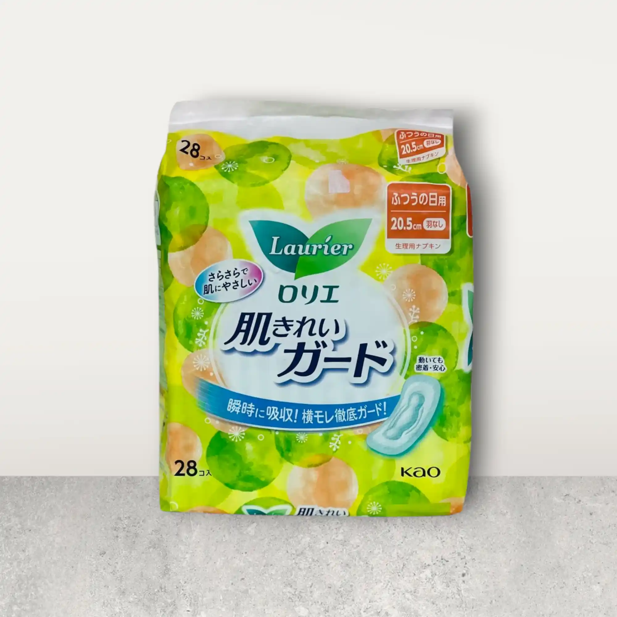 Laurier Skin Guard Day Pads (20.5cm) | No Wings for Normal Flow | 28 Japanese Sanitary Pads